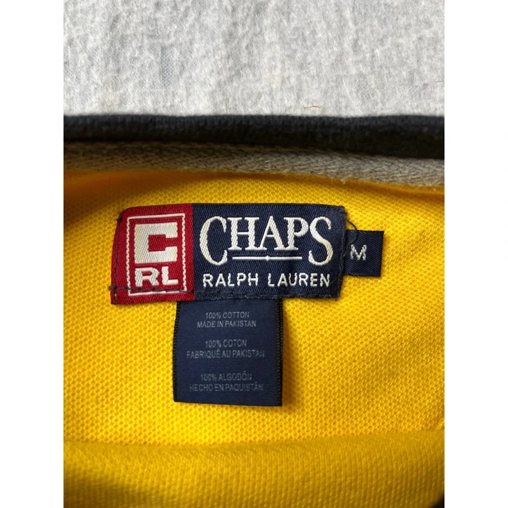 Chaps Ralph Lauren Mens Yellow Long Sleeve Crewneck T Shirt Cotton‎ Size M VTG